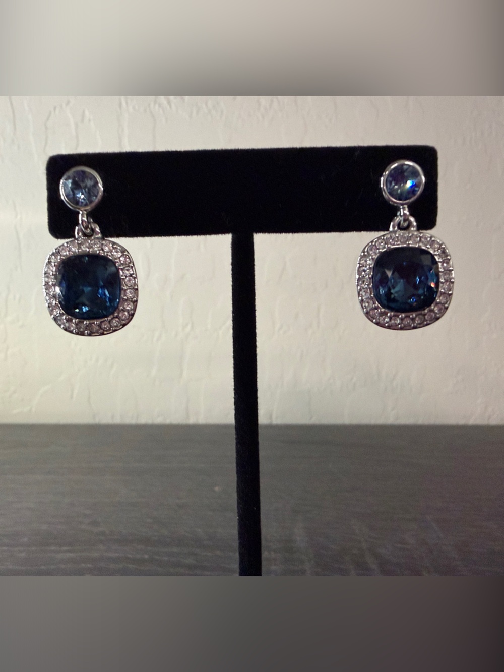 Blue Crystal Halo Drop Earrings - Givenchy